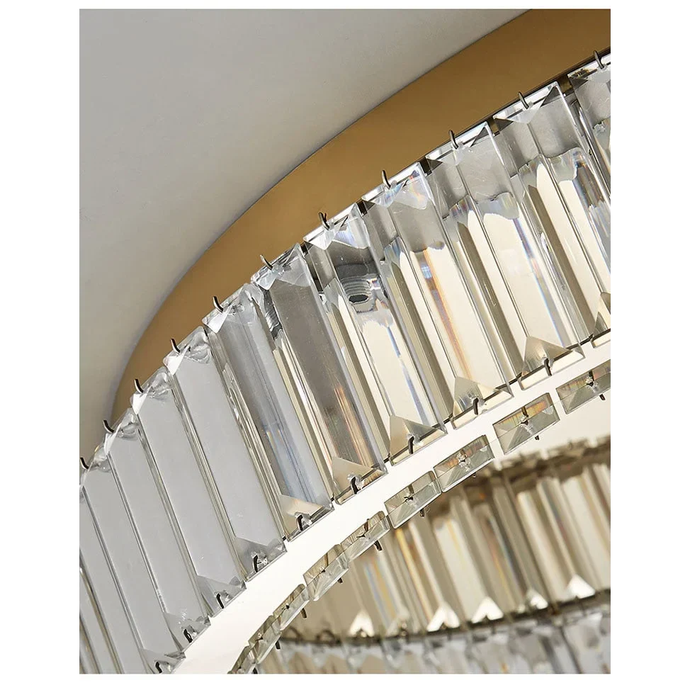 Crystal Flush Mount Ceiling Light for Bedroom or Living Room | Rings 16 to 24 Inch Built-in Led Casalola Lights Luxury