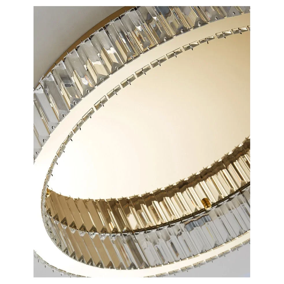 Crystal Flush Mount Ceiling Light for Bedroom or Living Room | Rings 16 to 24 Inch Built-in Led Casalola Lights Luxury