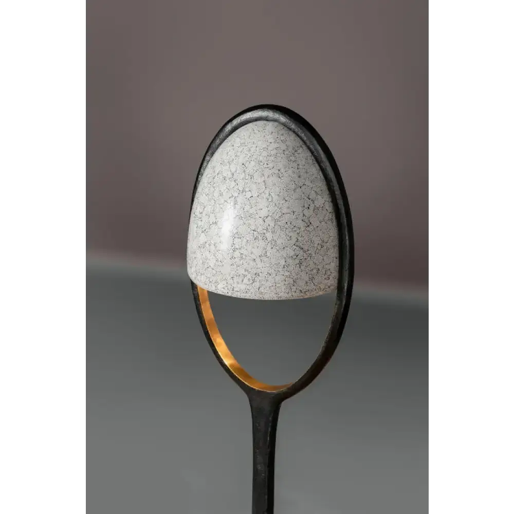 Sculptural Eggshell Floor Lamp – Artisan Brass Base | Modern Lighting - Cupola - Lamps