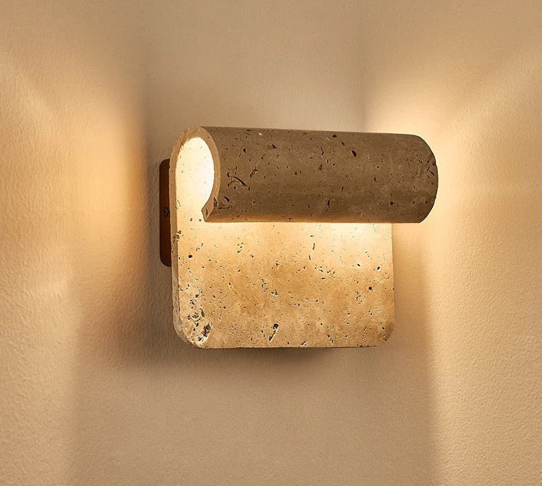 Travertine Wall Sconce – Curved Natural Stone 2×g9 Up & Down Light for Hallway Bedroom or Living Room Casalolalights
