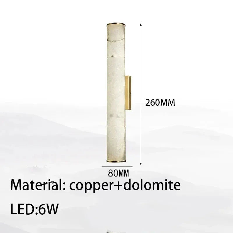 Cylindrical Natural Marble Led Wall Lights for Living Room Bedroom Bathroom - Sconces