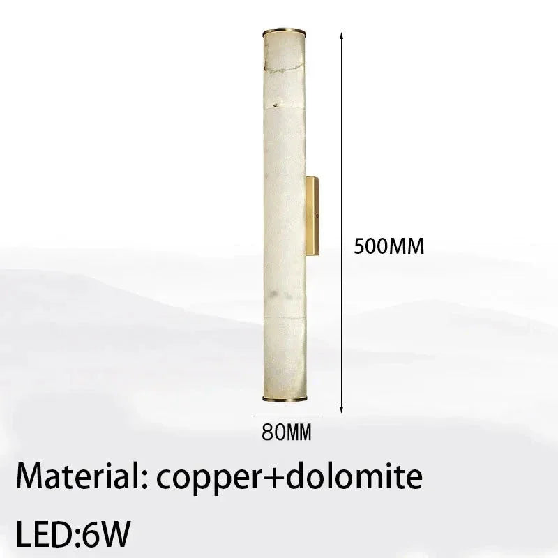 Cylindrical Natural Marble Led Wall Lights for Living Room Bedroom Bathroom - Sconces