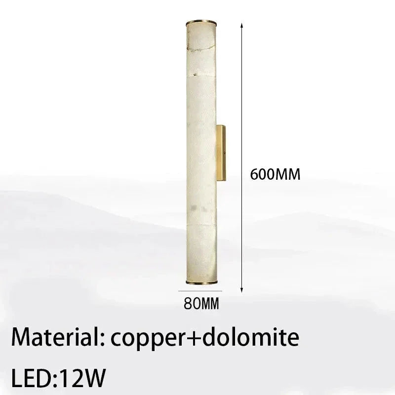 Cylindrical Natural Marble Led Wall Lights for Living Room Bedroom Bathroom - Sconces