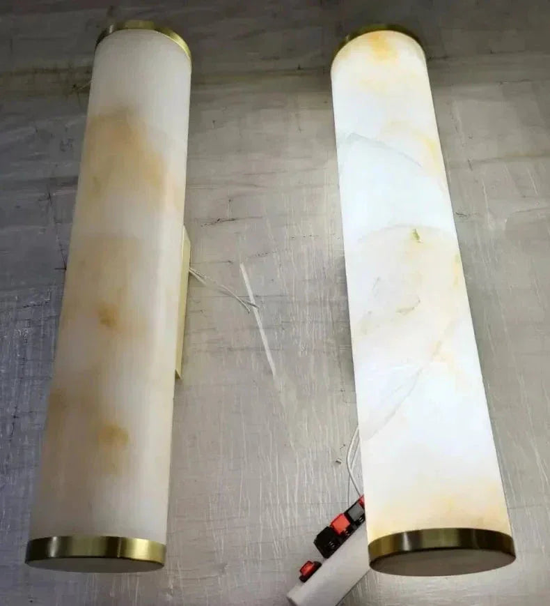 Cylindrical Natural Marble Led Wall Lights for Living Room Bedroom Bathroom - Sconces