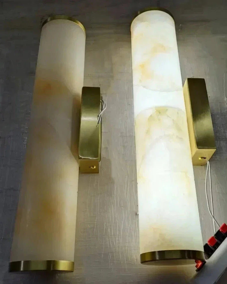 Cylindrical Natural Marble Led Wall Lights for Living Room Bedroom Bathroom - Sconces