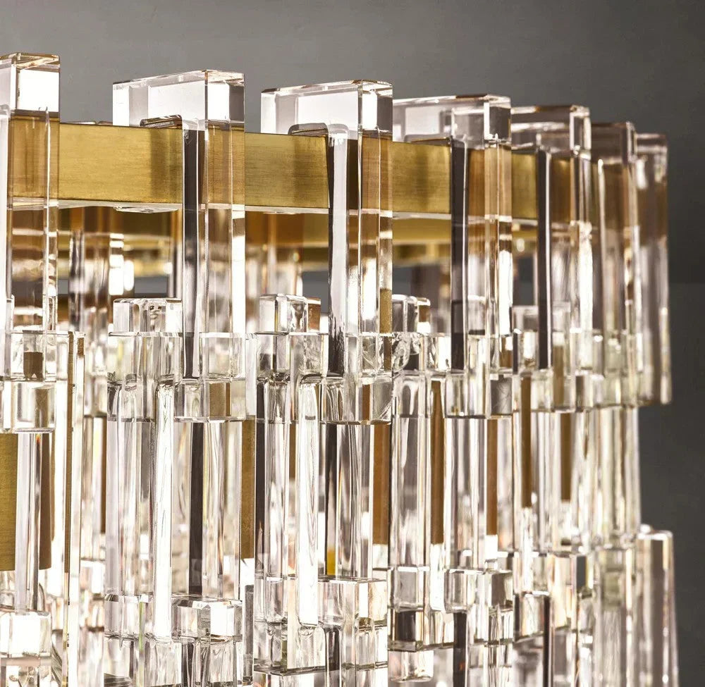 Hand Cut Crystal Tiered Chandelier Round Gold | for a 9 Ft Ceiling or Higher Custom Rod Length Casalola Lights Luxury