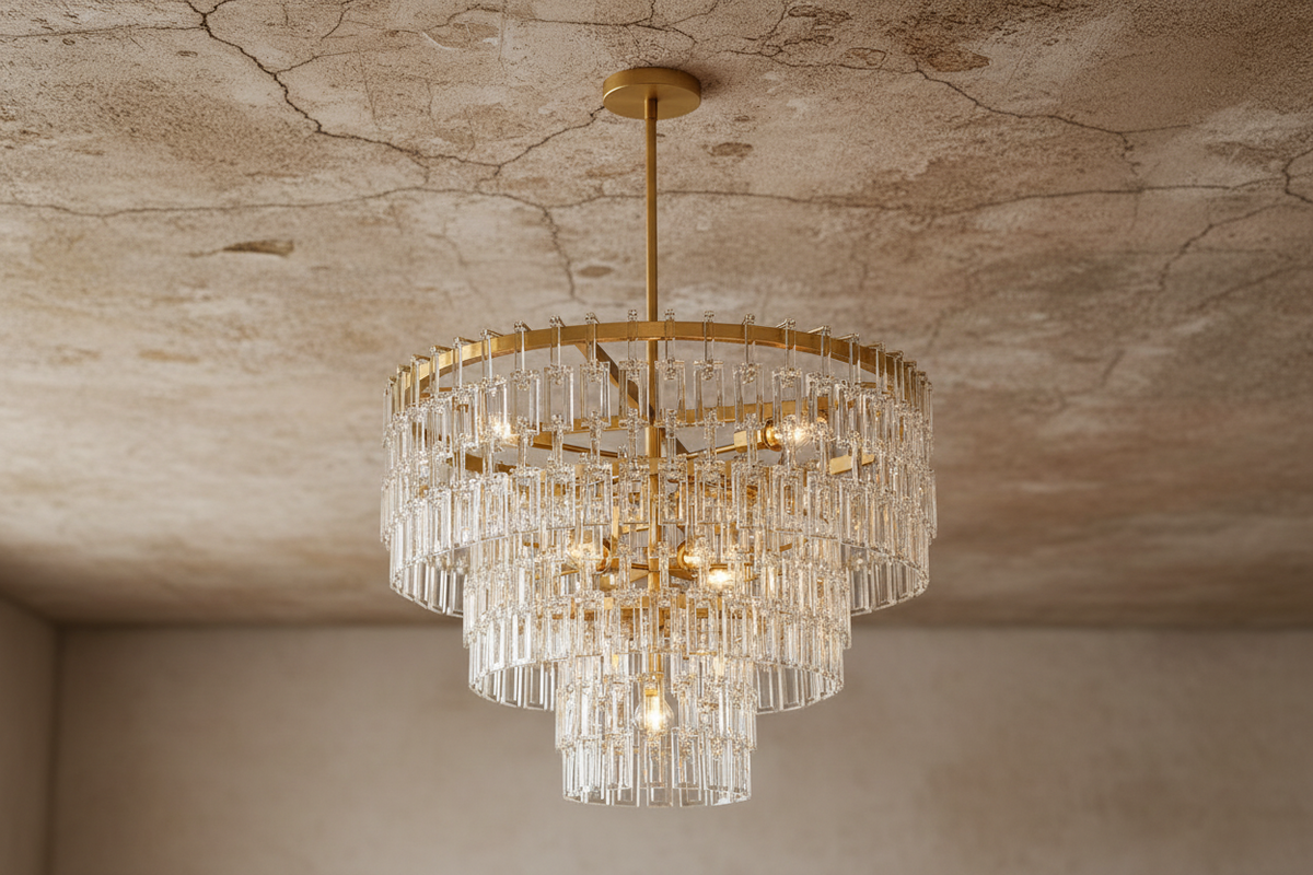 Hand Cut Crystal Tiered Chandelier Round Gold | for a 9 Ft Ceiling or Higher Custom Rod Length Casalola Lights Luxury