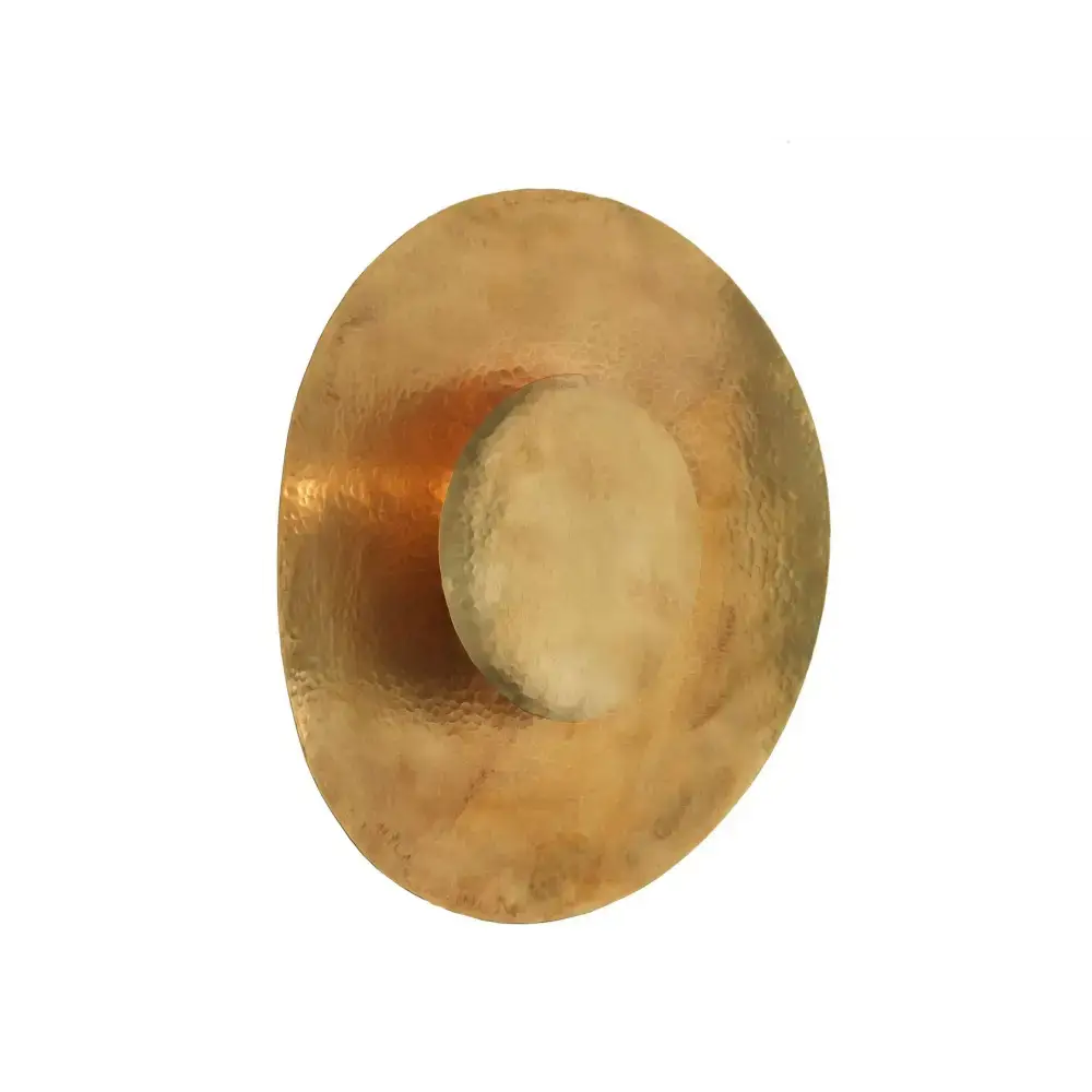 Handcrafted Brass Disc Wall Sconce – Hammered Metal Art Light for Luxury Interiors - Sconces