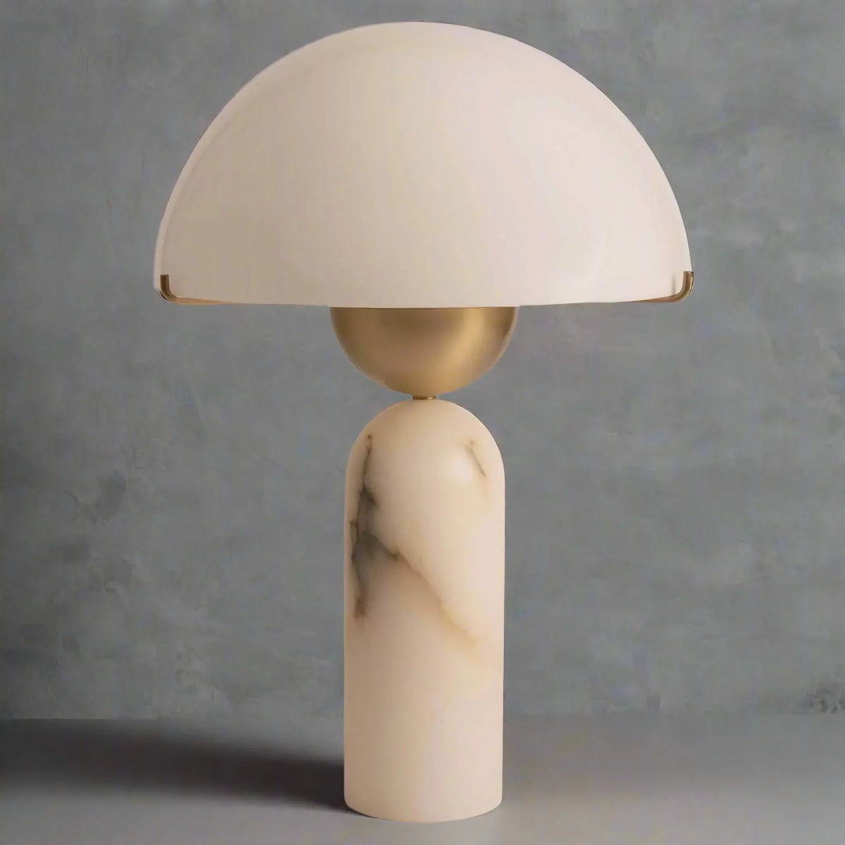Marble and Brass Table Lamp for Bedroom Living Room | White Dome Shade Bedside Mid Century Modern Casalola Lights