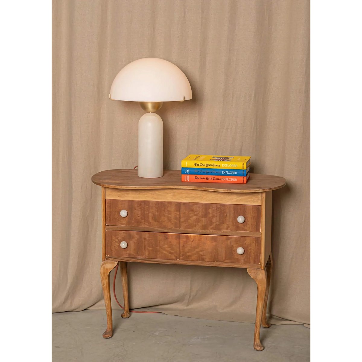 Marble and Brass Table Lamp for Bedroom Living Room | White Dome Shade Bedside Mid Century Modern Casalola Lights