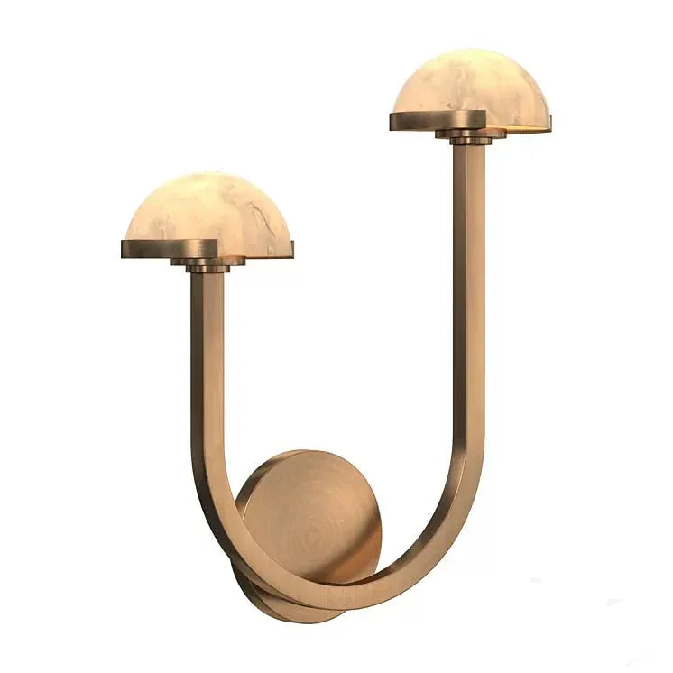Double Alabaster Dome Wall Sconce Brass | Mirrored Bedside Pair Vanity Left or Right Facing Casalola Lights Luxury