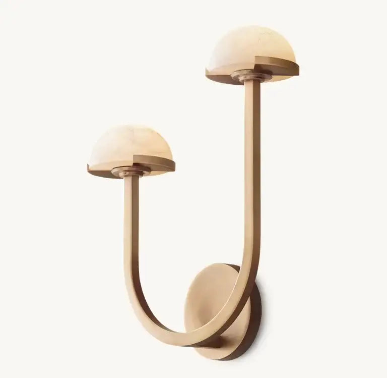 Luxury Double Alabaster & Brass Wall Sconce – Modern Designer Light Fixture - Sconces