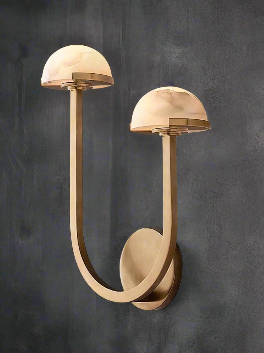 Luxury Double Alabaster & Brass Wall Sconce – Modern Designer Light Fixture - Sconces