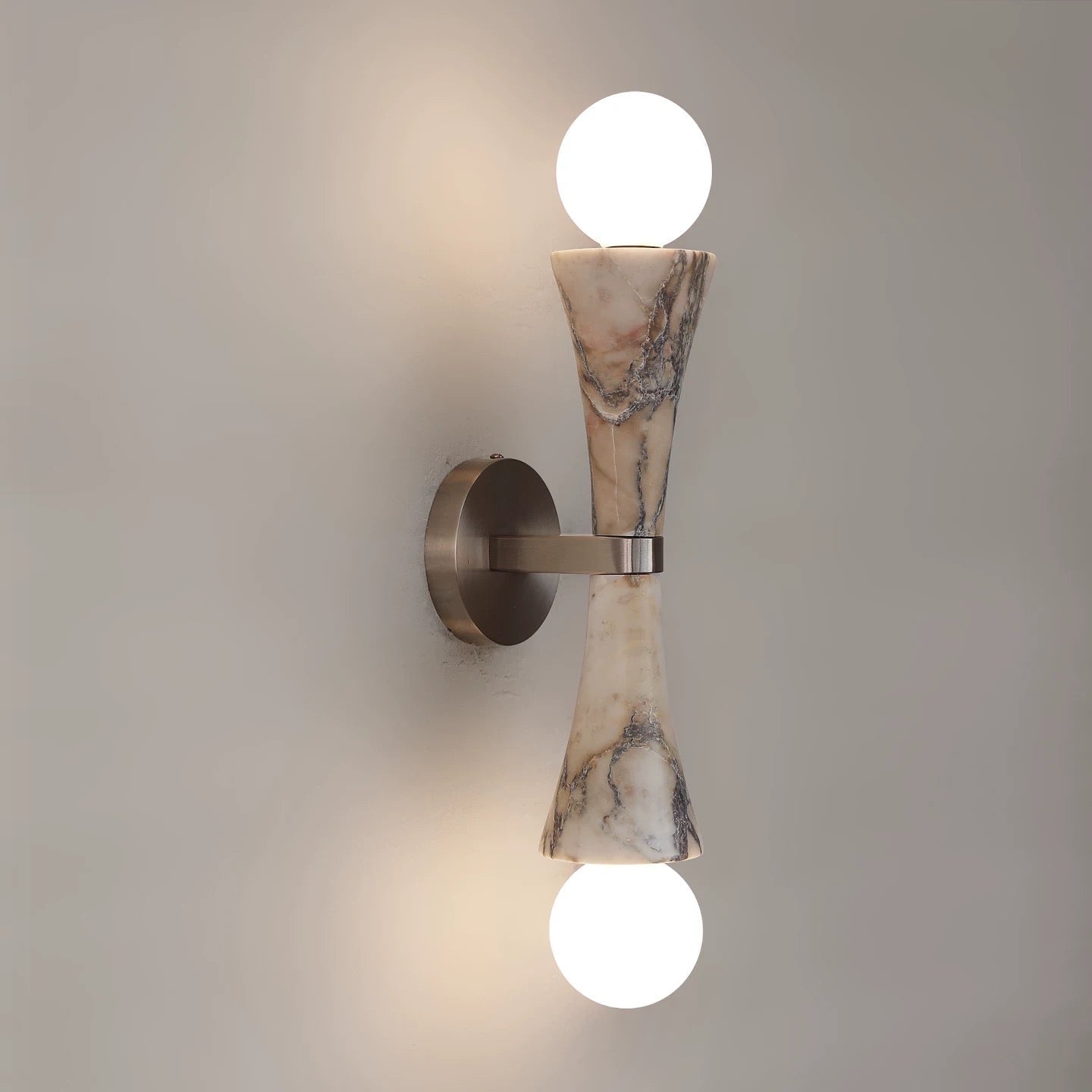 Double Bulgari Marble Globe Wall Sconce – Italian & Brass Light for Bedroom Hallway or Vanity Casalolalights Luxury
