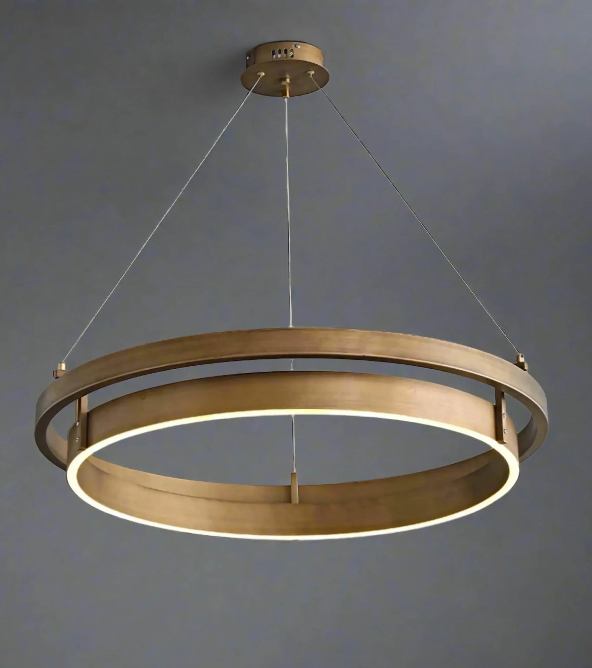Double Ring Led Chandelier for Foyer or Living Room | Brushed Brass Finish 60 to 100 Cm (24 39 In) Casalola Lights