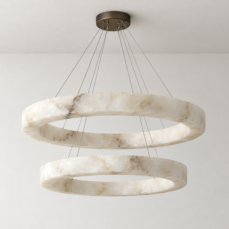 Double Round Alabaster Chandelier
