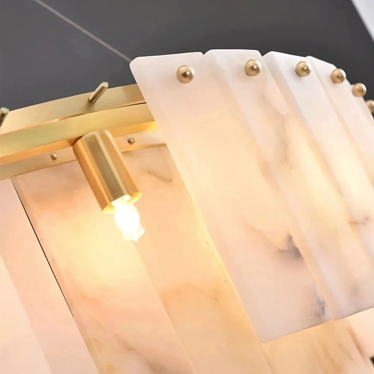 Double Layer Round Alabaster Chandelier Over the Dining Table or in Living Room | Casalola Lights