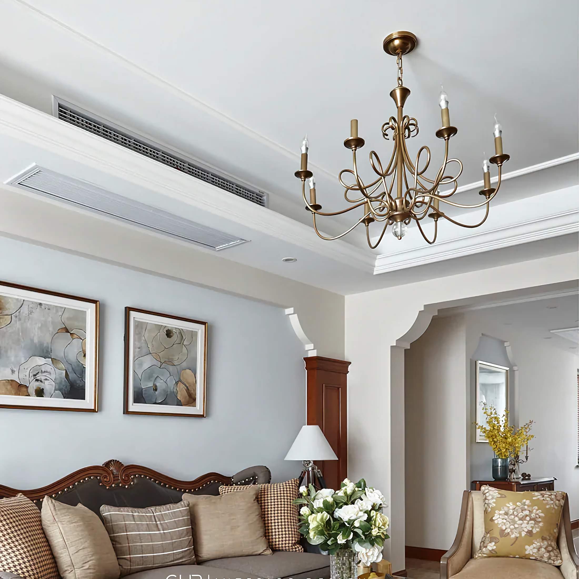 Vintage Gold 6-light Chandelier Traditional Candle-style Hanging Light Fixture for Dining Room or Entryway