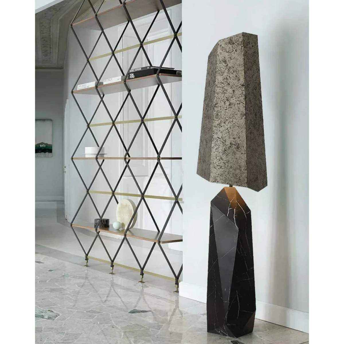 Marble-look Floor Lamp 170cm | Iron & Faux-marble Standing Modern Industrial Living Room Casalolalights Luxury Lamps