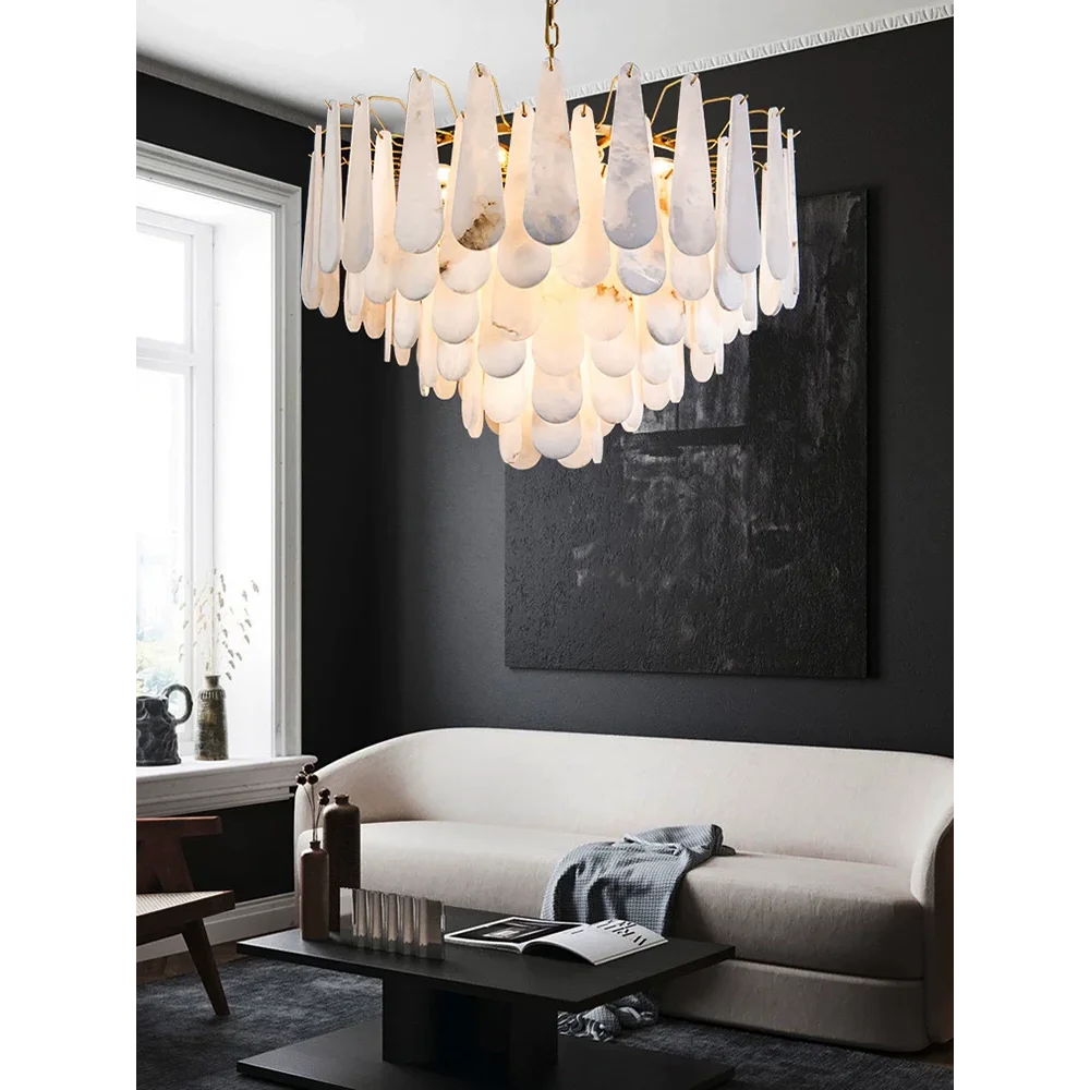Teardrop Alabaster Chandelier for Living Room | Luxury Contemporary Interiors | Casalola Lights