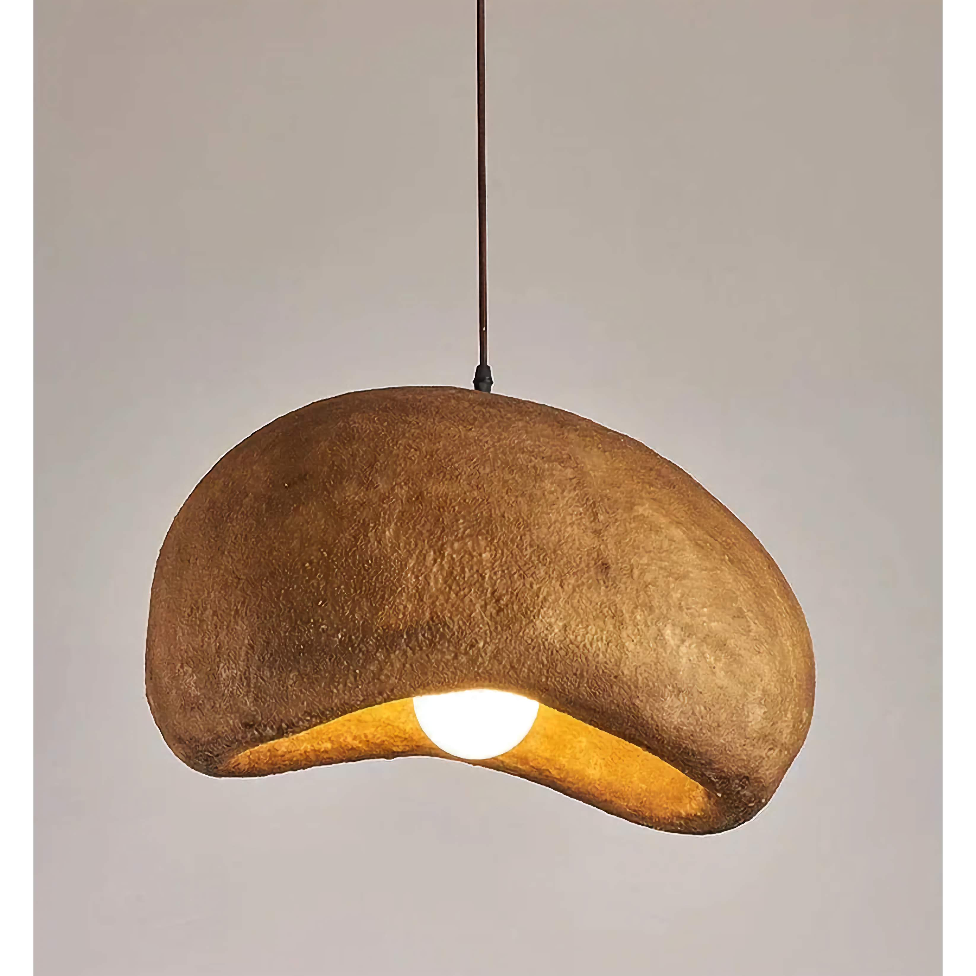 Japandi Brown Ceramic Pendant Lamp for Living Room Kitchen Bedroom | Minimalist Hanging