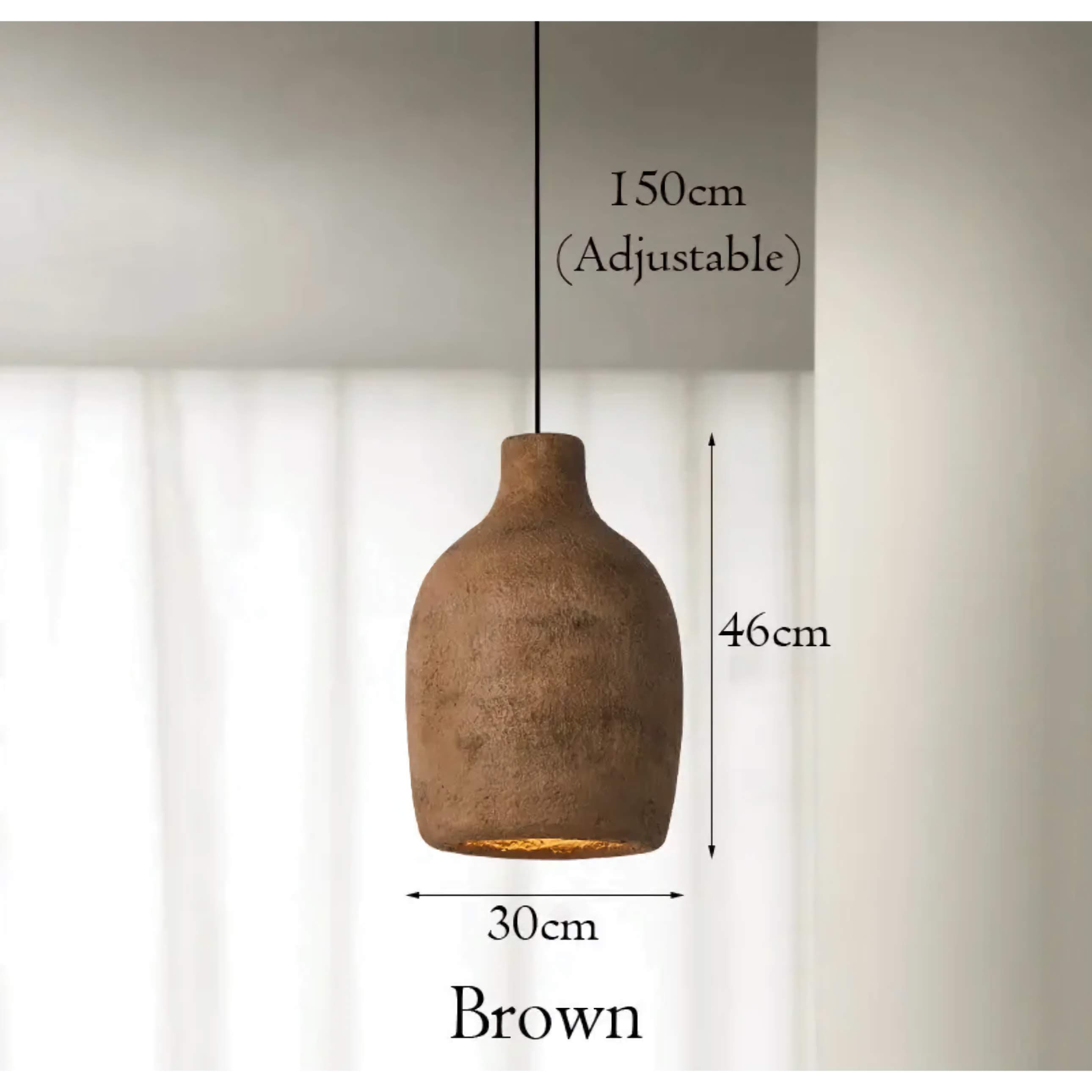 Earth-toned pendant in a bedroom