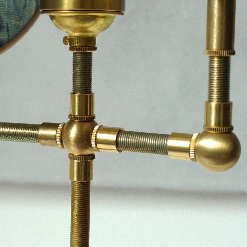 Luxury Copper and Wood Floor Lamp with Cloth Shade - Wall Sconces