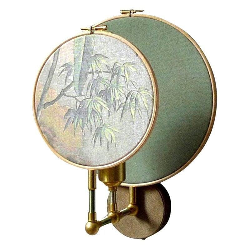 Luxury Copper and Wood Floor Lamp with Cloth Shade - Wall Sconces