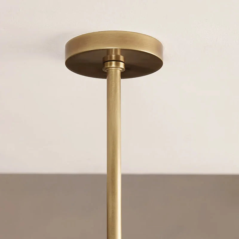 Solid Brass 6-light Chandelier | Mid-century Modern Linear Pendant | Fluted Frosted Glass | Casalola Lights