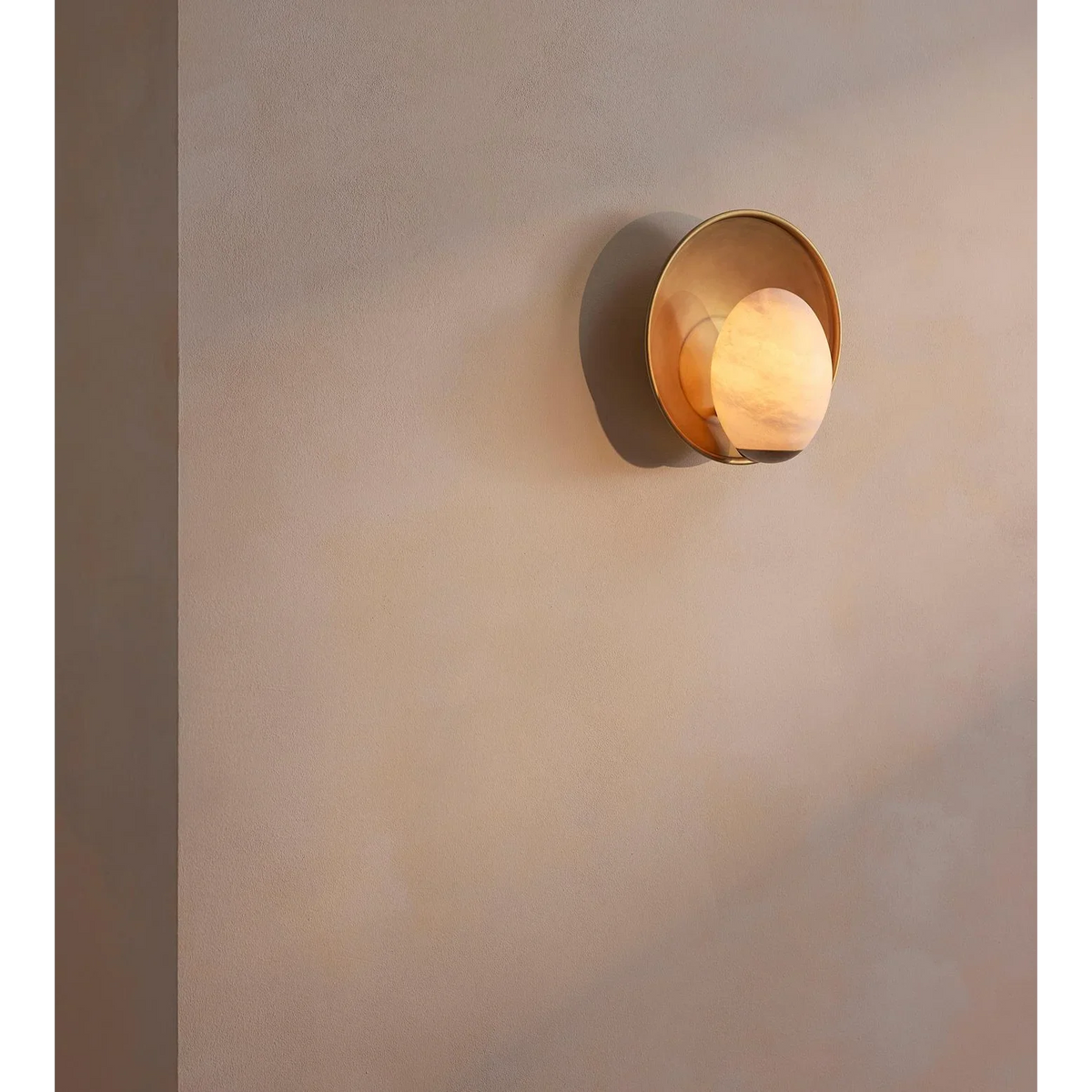 Alabaster Egg Wall Sconce | Stone Diffuser & Brass Backplate Modern Japandi Bedroom Hallway Casalolalights Luxury Lamps