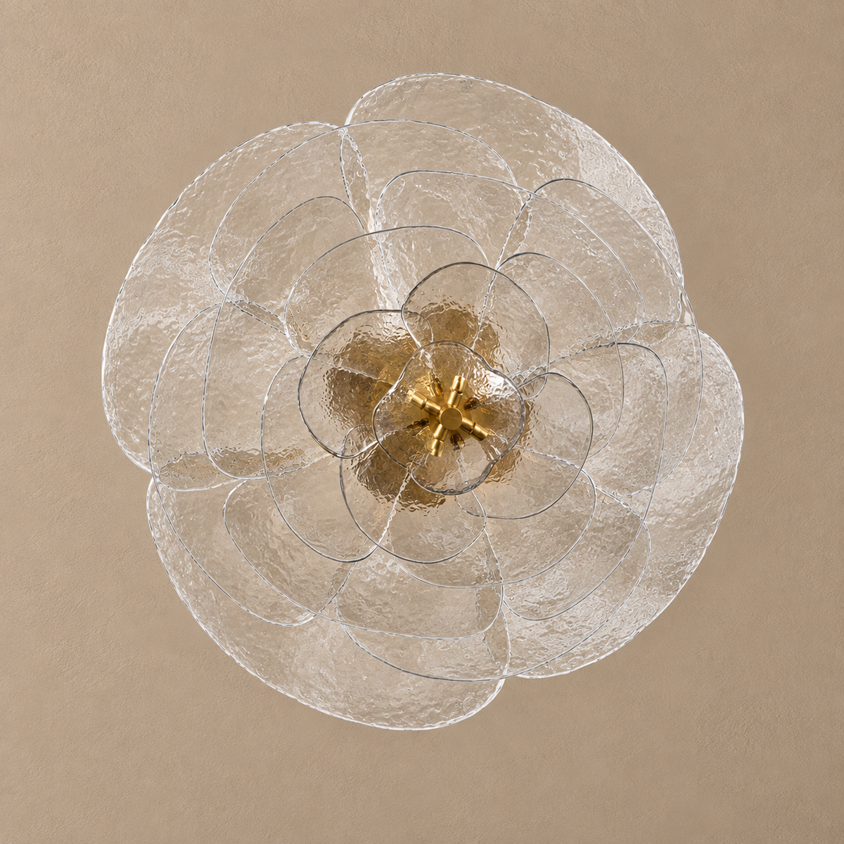 Clear Glass Petal Chandelier | Ice Toned Petals Soft Diffused Glow Medium or Large Stairwell Casalola Lights Luxury