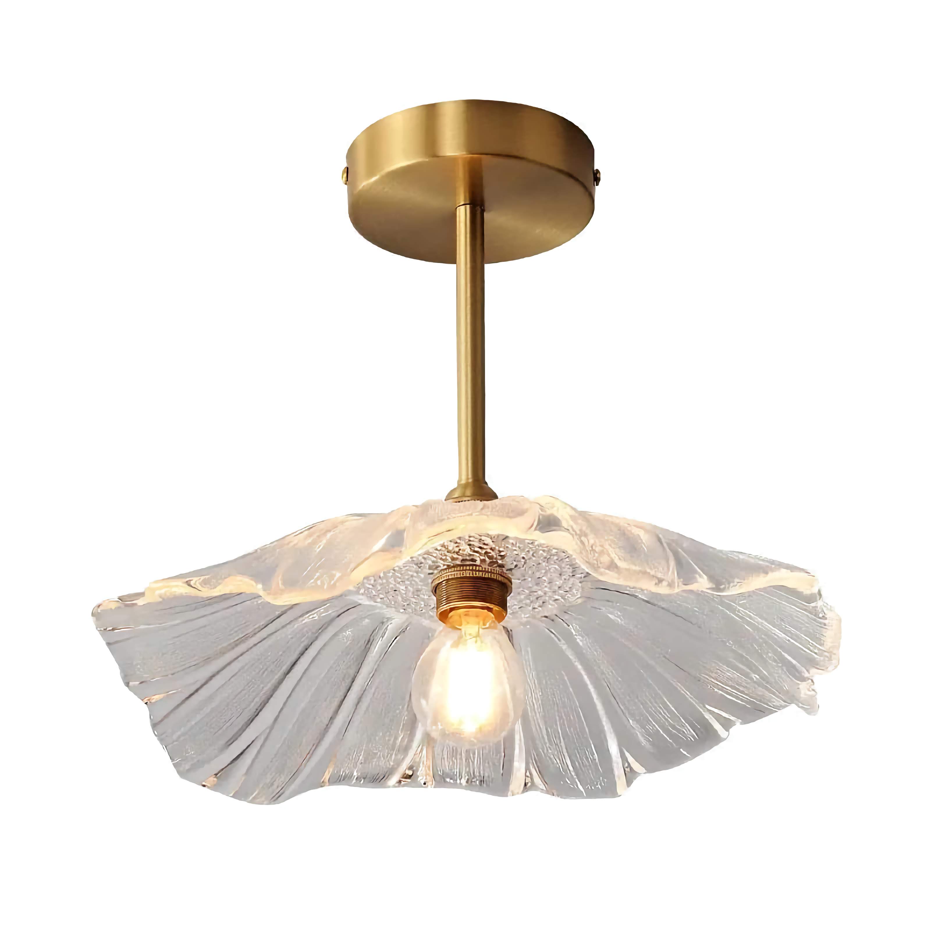 Copper and Glass Flower Semi-flush Mount Ceiling Light – Lighting Fixture for Low Ceilings