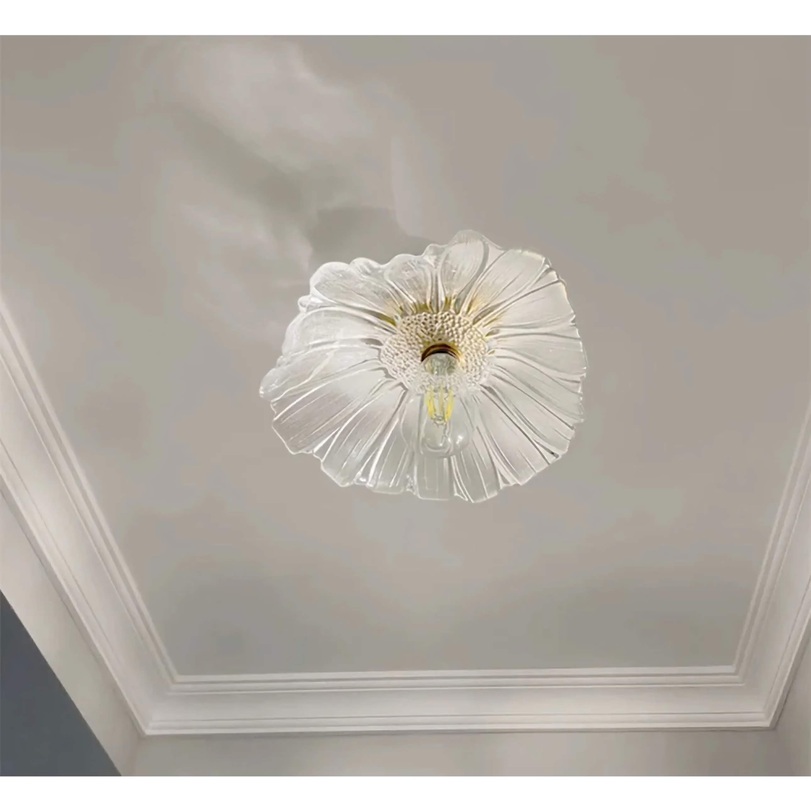 Copper and Glass Flower Semi-flush Mount Ceiling Light – Lighting Fixture for Low Ceilings