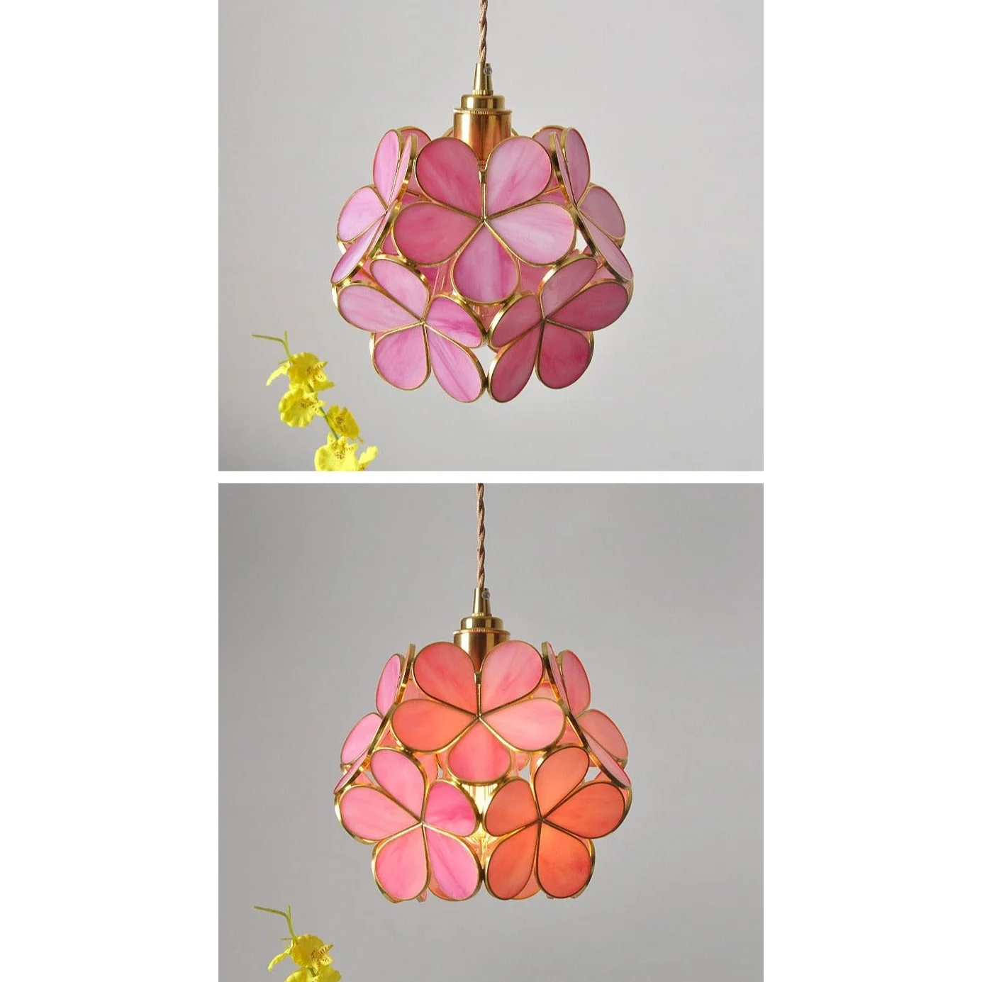 Colorful Glass Pendant Lamp | Round Flower Hanging Lights for Living Room Kitchen Dining