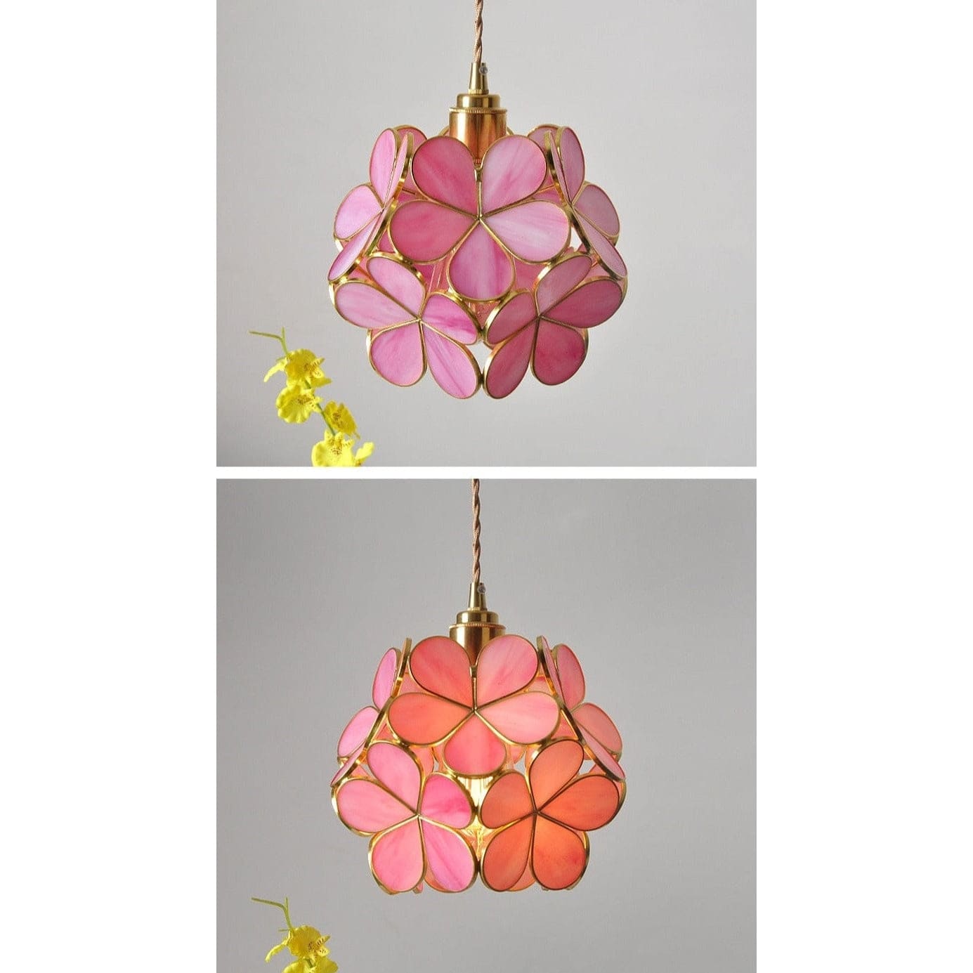 Colorful Glass Pendant Lamp | Round Flower Hanging Lights for Living Room Kitchen Dining - Lamps