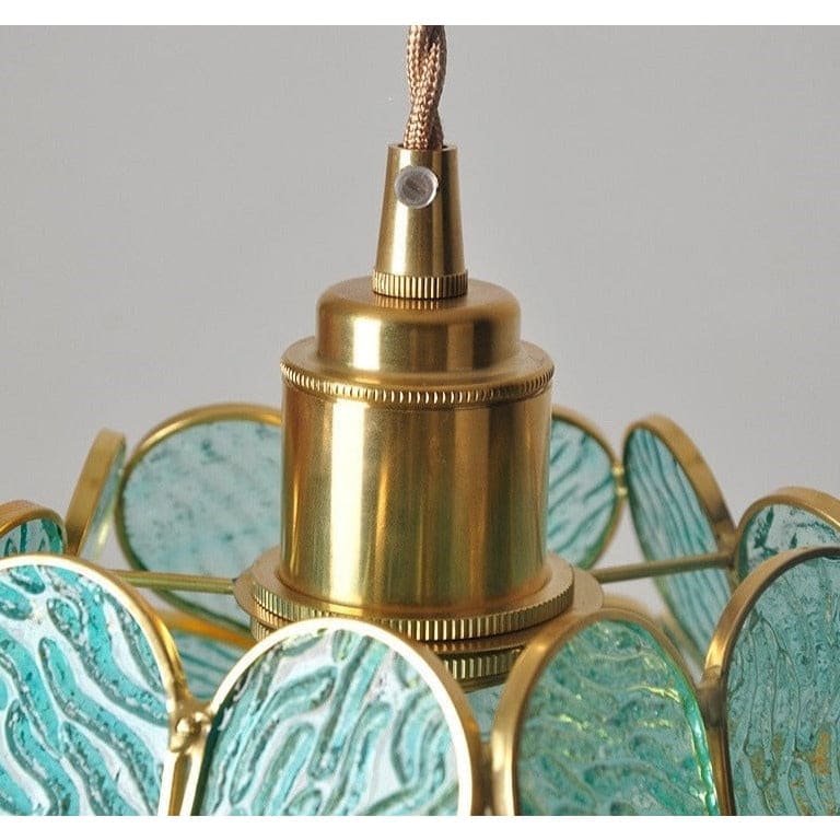 Colorful Glass Pendant Lamp | Round Flower Hanging Lights for Living Room Kitchen Dining - Lamps