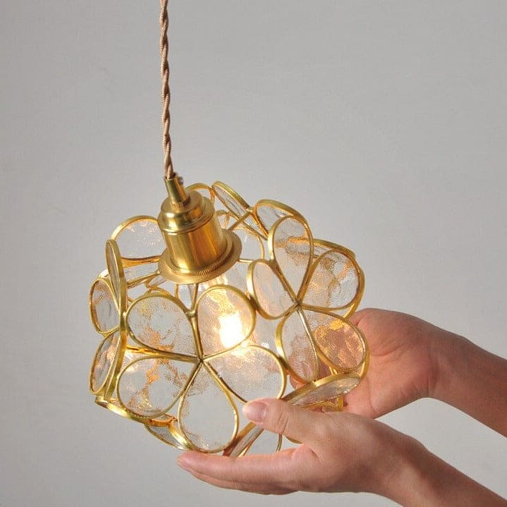 Colorful Glass Pendant Lamp | Round Flower Hanging Lights for Living Room Kitchen Dining - Lamps