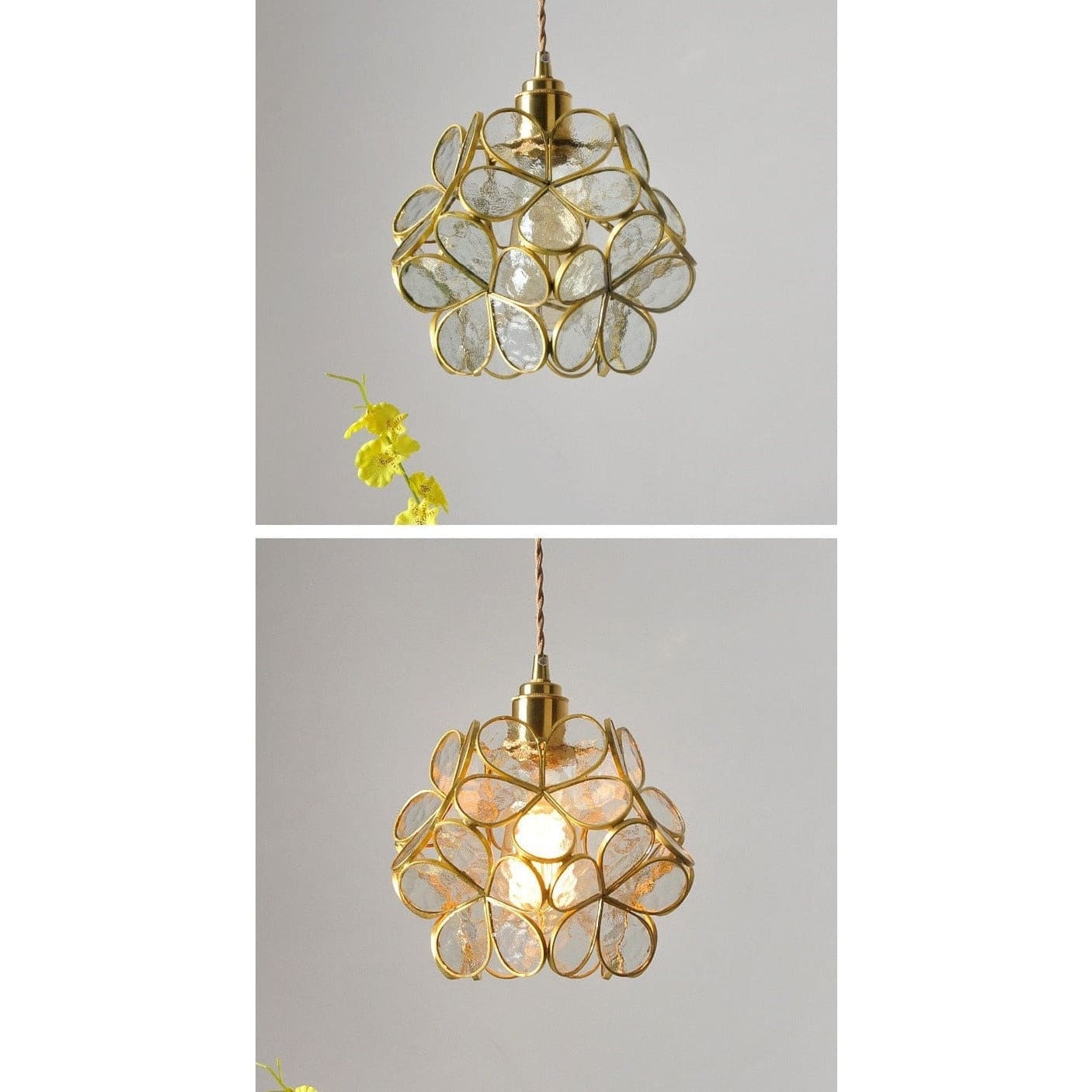Colorful Glass Pendant Lamp | Round Flower Hanging Lights for Living Room Kitchen Dining - Lamps
