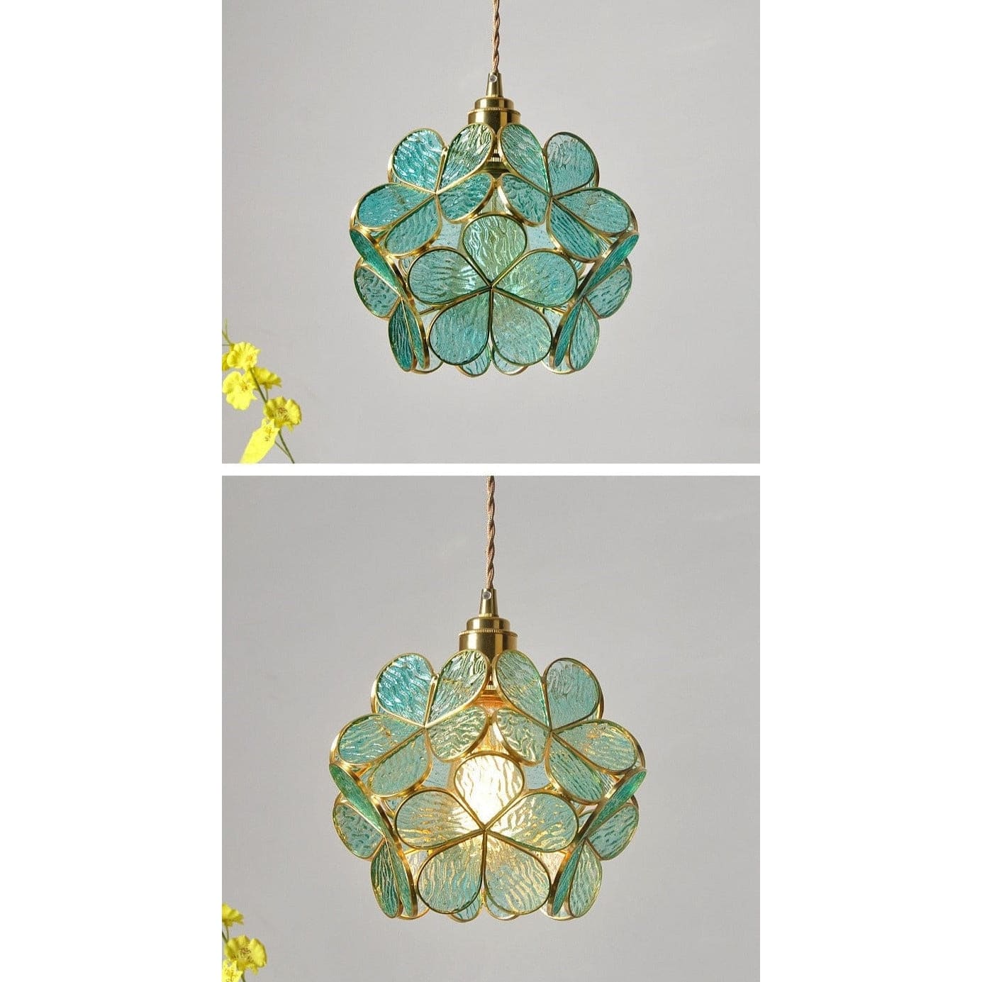 Colorful Glass Pendant Lamp | Round Flower Hanging Lights for Living Room Kitchen Dining - Lamps