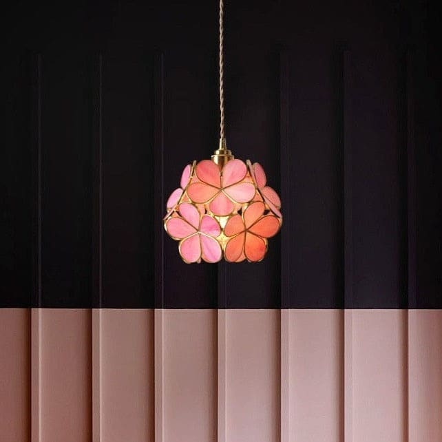 Colorful Glass Pendant Lamp | Round Flower Hanging Lights for Living Room Kitchen Dining - Lamps