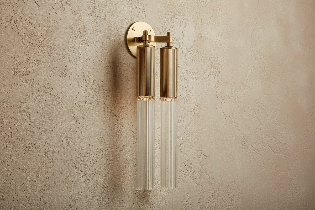 Double Brass & Glass Wall Sconce | Up Down Bedside Light Dining Room Pair 42cm Tall 2700k Casalola Lights Luxury Lamps