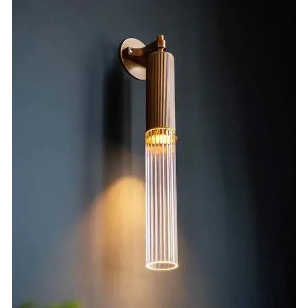 Flume Modern Brass and Glass Vintage Wall Sconces – Cylindrical Led Light