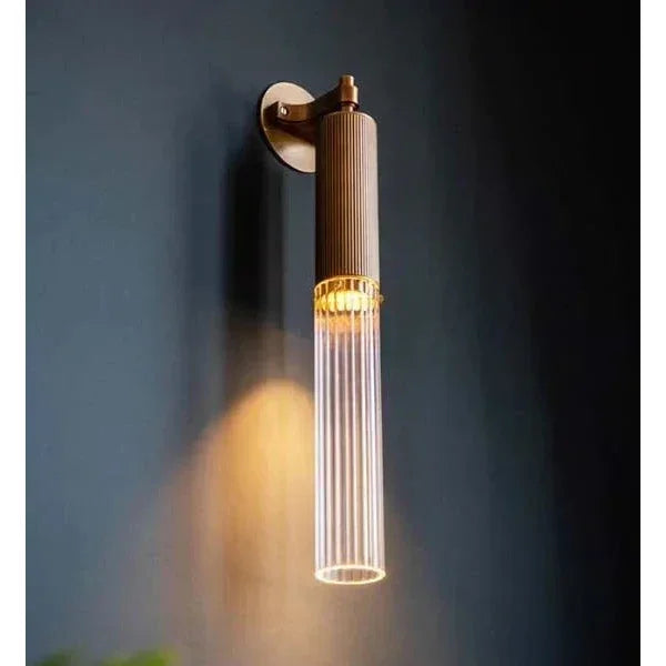 Flume Modern Brass and Glass Vintage Wall Sconces – Cylindrical Led Light