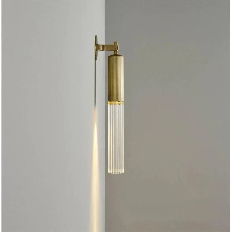 Flume Modern Brass and Glass Vintage Wall Sconces – Cylindrical Led Light