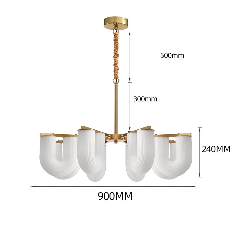 Fluted Glass Modern Chandelier Light in Brass – Luxury Dining Room for Contemporary Homes Casalolalights Luxury Lamps