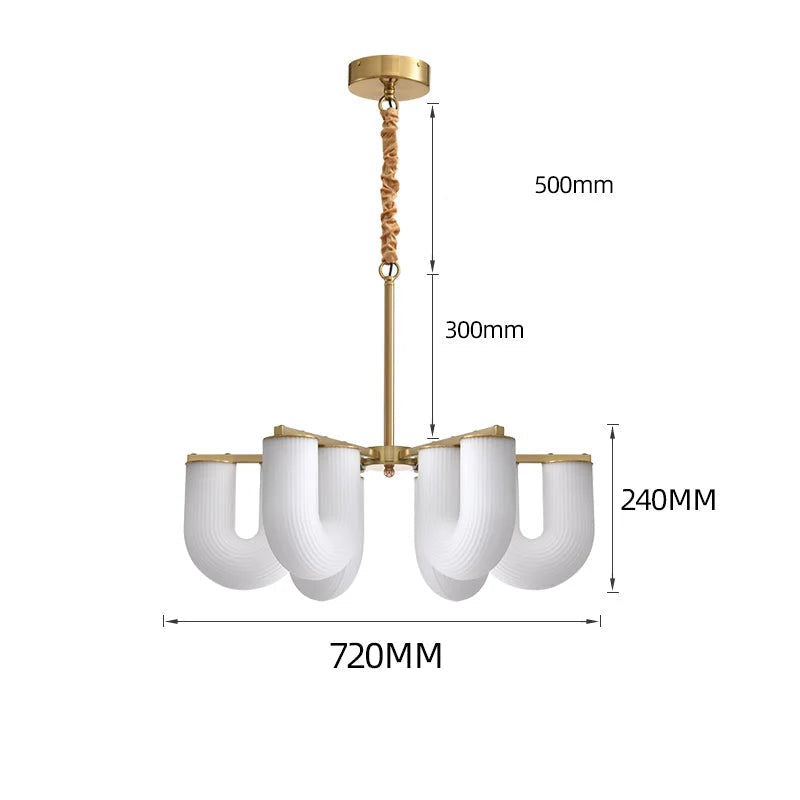 Fluted Glass Modern Chandelier Light in Brass – Luxury Dining Room for Contemporary Homes Casalolalights Luxury Lamps