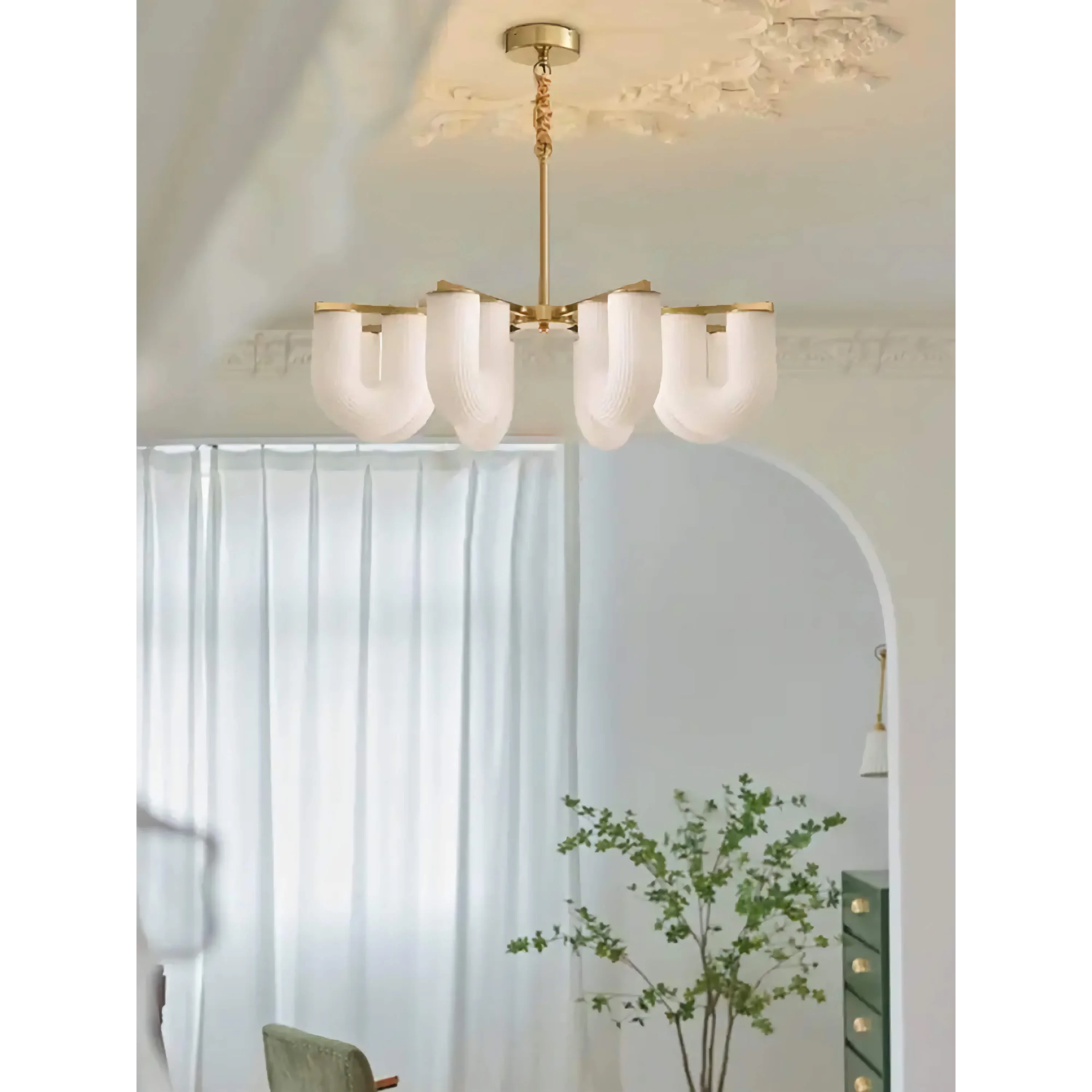 Modern Sculptural Pendant Light | Fluted Glass Ceiling Chandelier