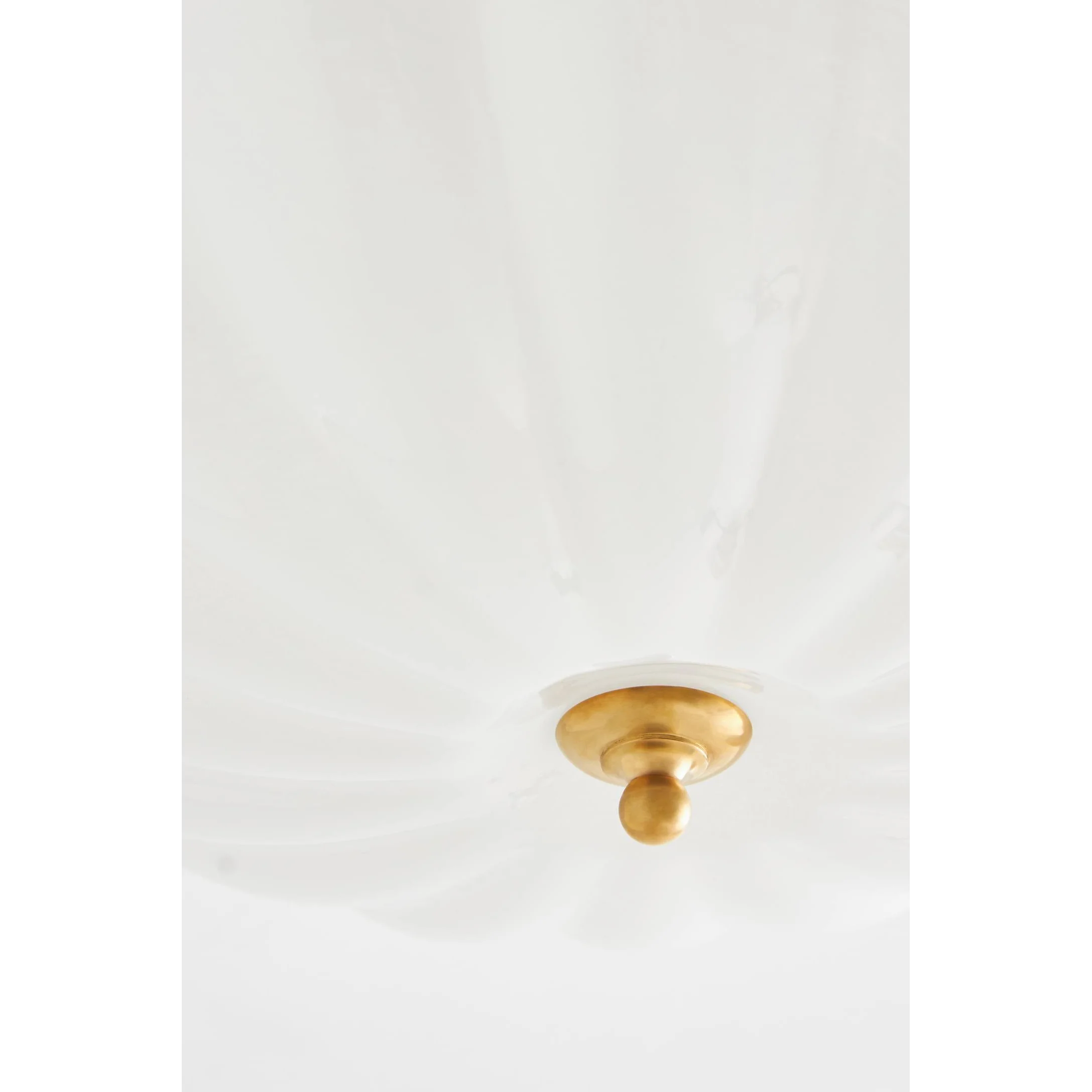 Frosted Glass Bowl Chandelier | Semi Flush Brass Fixture for Foyer