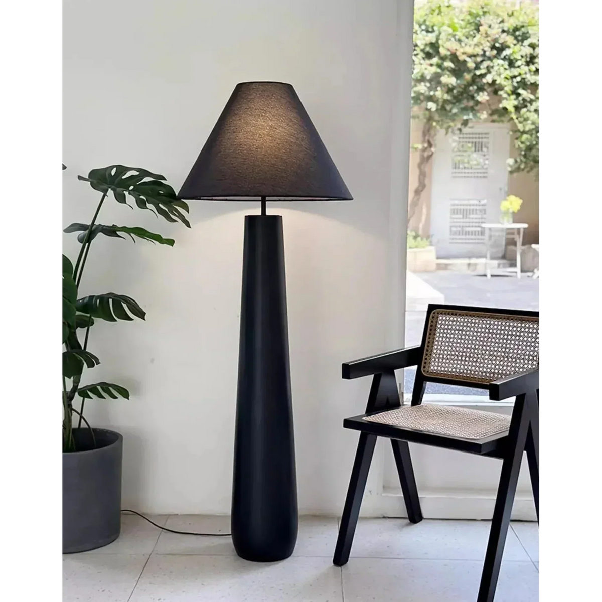 Mushroom Resin Floor Lamp Fabric Shade | 147cm Tall White or Black E26/e27 Dimmable Option Casalola Lights Luxury Lamps