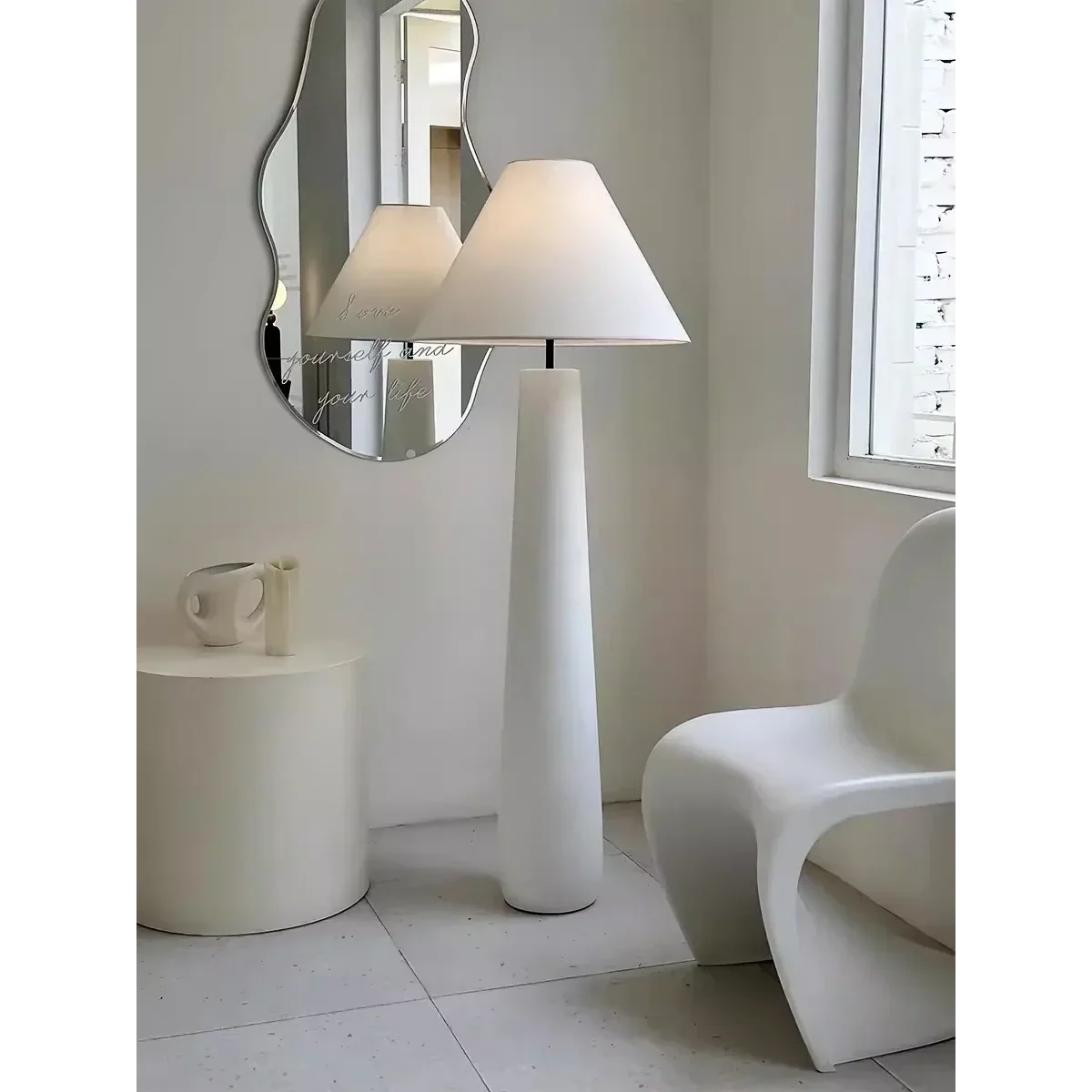 Mushroom Resin Floor Lamp Fabric Shade | 147cm Tall White or Black E26/e27 Dimmable Option Casalola Lights Luxury Lamps